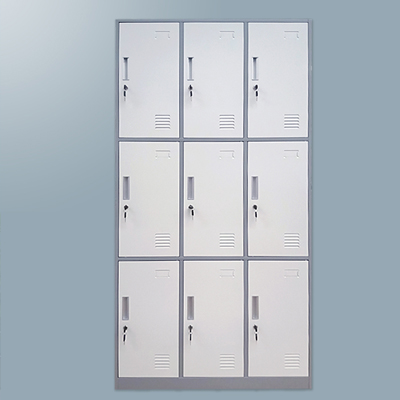 full height 9 door gray metal locker